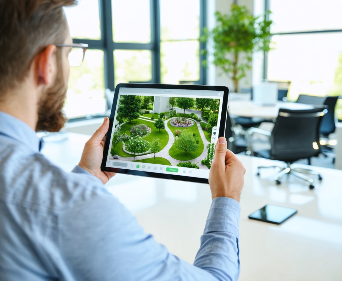 Ландшафтный архитектор консультирует клиента